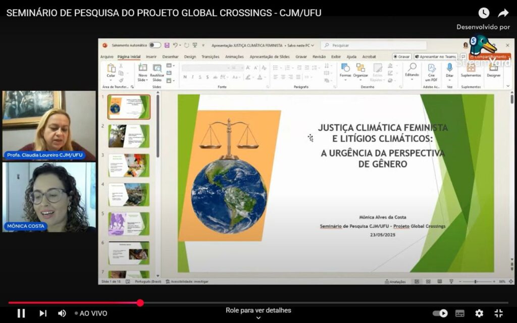 Defensora pública de Ituiutaba participa de seminário de pesquisa com palestra sobre justiça climática sob a perspectiva de gênero 1